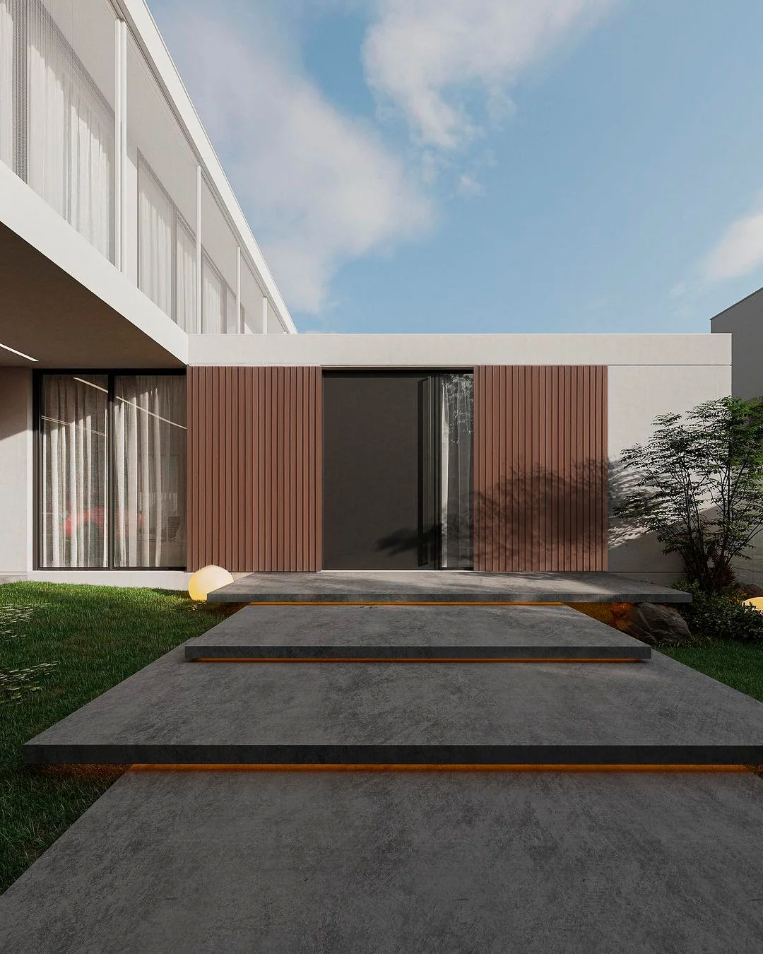 Lambrín WPC instalado en exteriores para fachadas